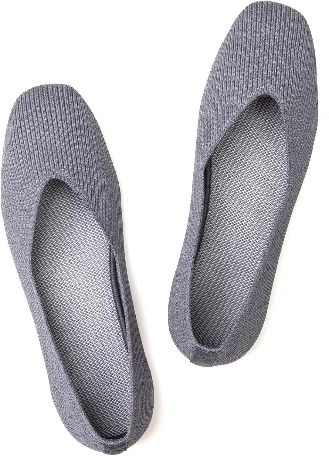 Womens Casual Flat Shoes Square Toe Shoes Knitted Work Flat Comfort Dressy Flat Shoes for Daily Washable