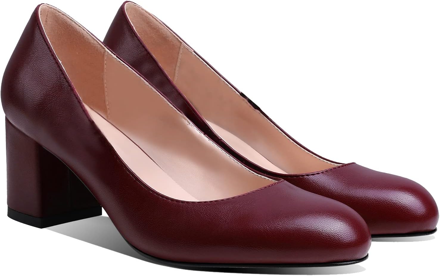 Women Classic Chunky Block Heel Suede Pumps Round Closed Toe Slip On 2 Inch Low Thick Heel Dress Shoes Matte Patent Leather Spring Fashion Office Work Pump Basic Shoe Elegant Wedding 4-11 M US